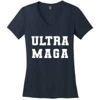 Ultra MAGA Varsity College Font Logo Women's V-Neck T-Shirt