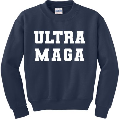 Ultra MAGA Varsity College Font Logo Kids Sweatshirt