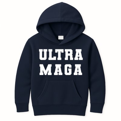 Ultra MAGA Varsity College Font Logo Kids Hoodie