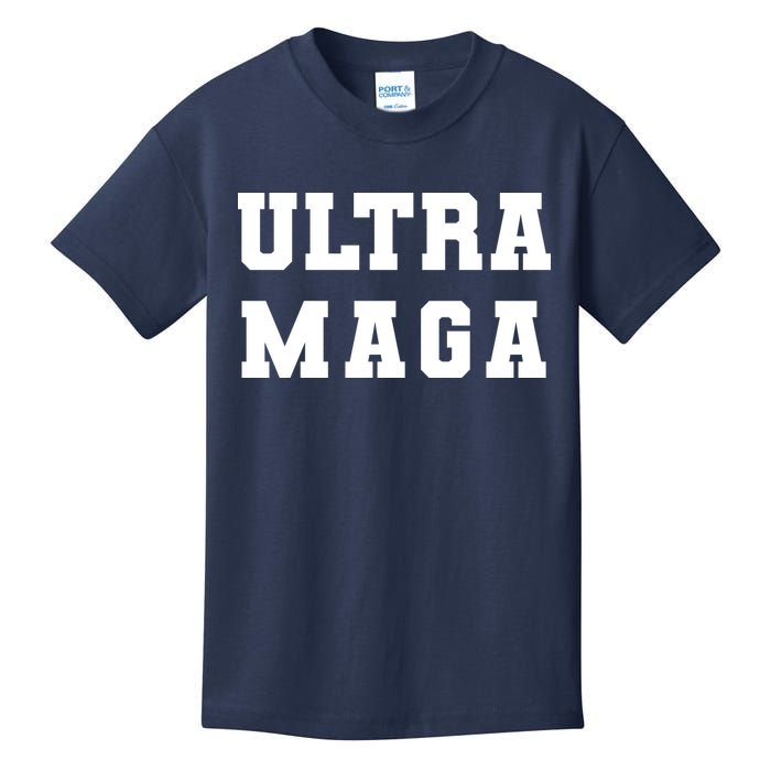 Ultra MAGA Varsity College Font Logo Kids T-Shirt