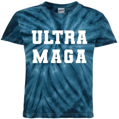 Ultra MAGA Varsity College Font Logo Kids Tie-Dye T-Shirt