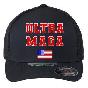 Ultra MAGA Varsity USA United States Flag Logo Flexfit Unipanel Trucker Cap