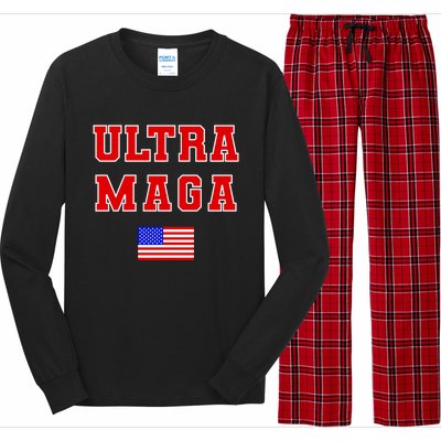 Ultra MAGA Varsity USA United States Flag Logo Long Sleeve Pajama Set