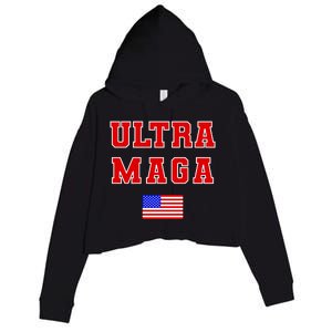 Ultra MAGA Varsity USA United States Flag Logo Crop Fleece Hoodie