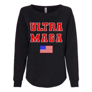 Ultra MAGA Varsity USA United States Flag Logo Womens California Wash Sweatshirt