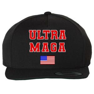 Ultra MAGA Varsity USA United States Flag Logo Wool Snapback Cap