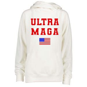 Ultra MAGA Varsity USA United States Flag Logo Womens Funnel Neck Pullover Hood