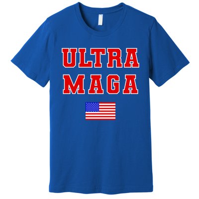 Ultra MAGA Varsity USA United States Flag Logo Premium T-Shirt