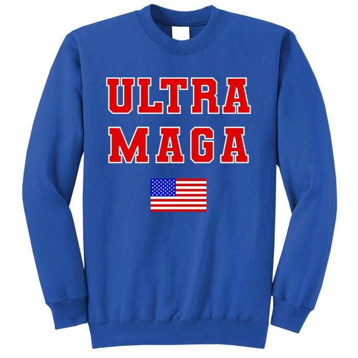 Ultra MAGA Varsity USA United States Flag Logo Tall Sweatshirt