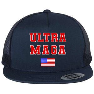 Ultra MAGA Varsity USA United States Flag Logo Flat Bill Trucker Hat