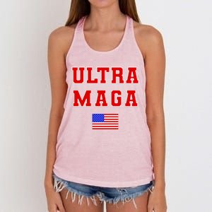 Ultra MAGA Varsity USA United States Flag Logo Women's Knotted Racerback Tank