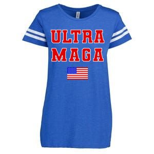 Ultra MAGA Varsity USA United States Flag Logo Enza Ladies Jersey Football T-Shirt