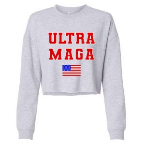 Ultra MAGA Varsity USA United States Flag Logo Cropped Pullover Crew