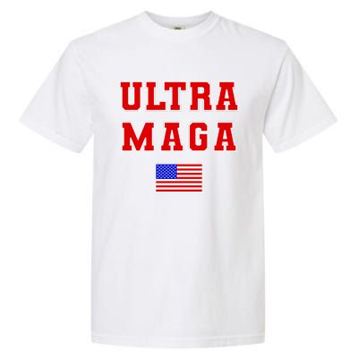 Ultra MAGA Varsity USA United States Flag Logo Garment-Dyed Heavyweight T-Shirt