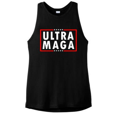 Ultra MAGA Varsity USA United States Of America Ladies PosiCharge Tri-Blend Wicking Tank