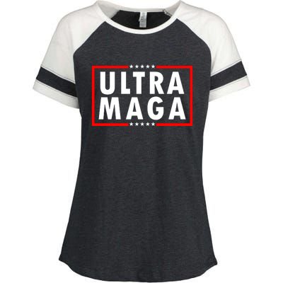 Ultra MAGA Varsity USA United States Of America Enza Ladies Jersey Colorblock Tee