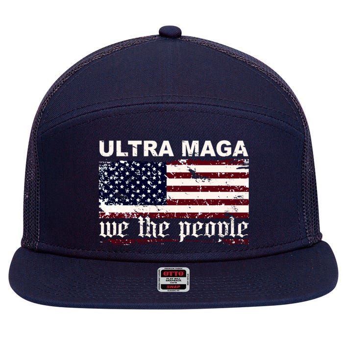 Ultra Maga We The People USA Flag Vintage 7 Panel Mesh Trucker Snapback Hat