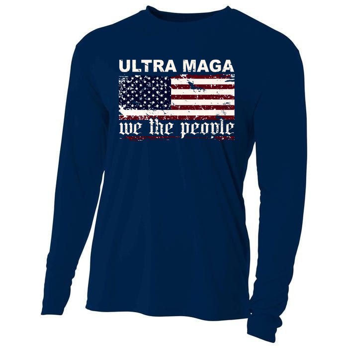 Ultra Maga We The People USA Flag Vintage Cooling Performance Long Sleeve Crew