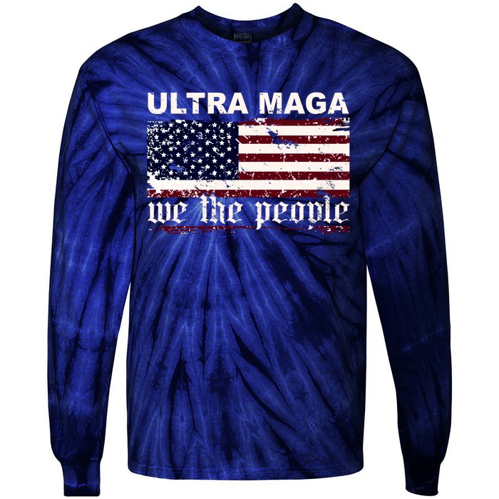 Ultra Maga We The People USA Flag Vintage Tie-Dye Long Sleeve Shirt