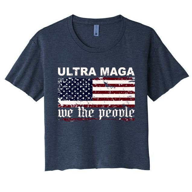 Ultra Maga We The People USA Flag Vintage Crop Top