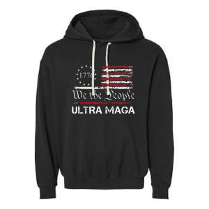 Ultra Maga We The People Proud Republican Usa Flag Garment-Dyed Fleece Hoodie