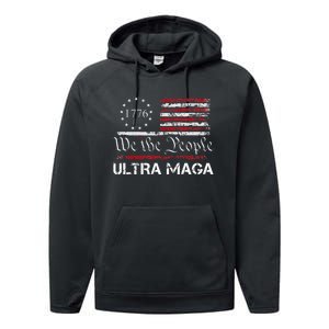 Ultra Maga We The People Proud Republican Usa Flag Performance Fleece Hoodie