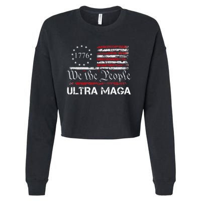 Ultra Maga We The People Proud Republican Usa Flag Cropped Pullover Crew