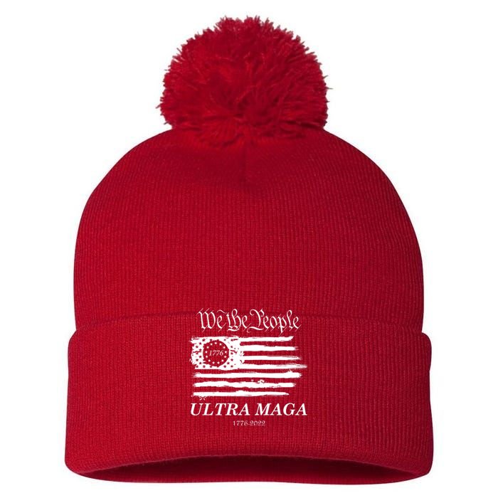 Ultra MAGA We The People Proud Betsy Ross Flag 1776 2022 Pom Pom 12in Knit Beanie