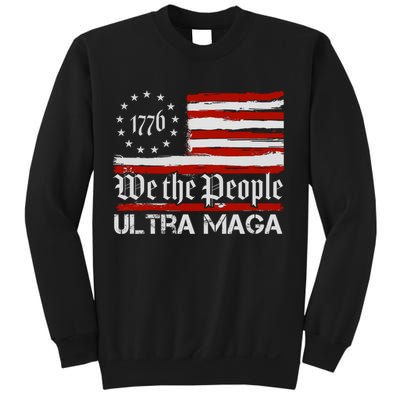 Ultra MAGA We The People Shirt Funny Anti Biden US Flag Pro Trump Trendy Sweatshirt