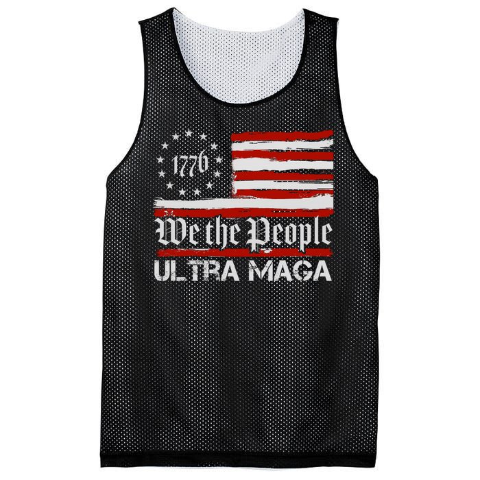 Ultra MAGA We The People Shirt Funny Anti Biden US Flag Pro Trump Trendy Mesh Reversible Basketball Jersey Tank