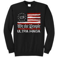 Ultra MAGA We The People Shirt Funny Anti Biden US Flag Pro Trump Trendy Tall Sweatshirt