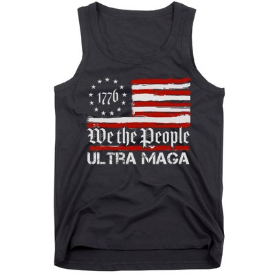 Ultra MAGA We The People Shirt Funny Anti Biden US Flag Pro Trump Trendy Tank Top