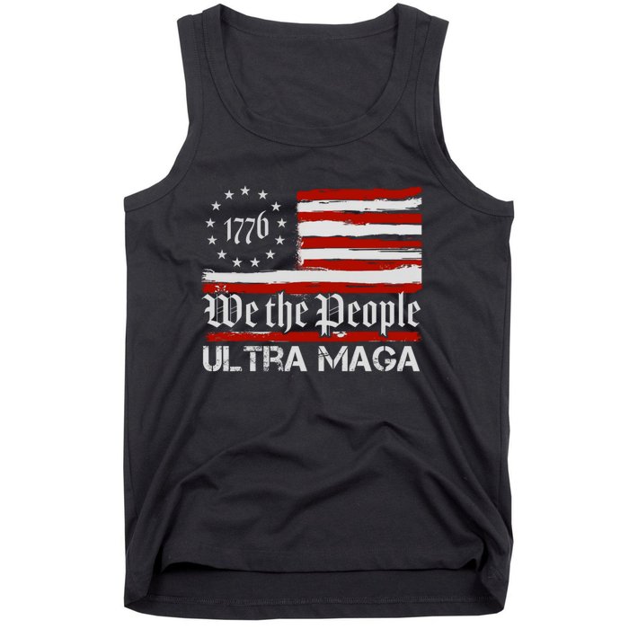 Ultra MAGA We The People Shirt Funny Anti Biden US Flag Pro Trump Trendy Tank Top