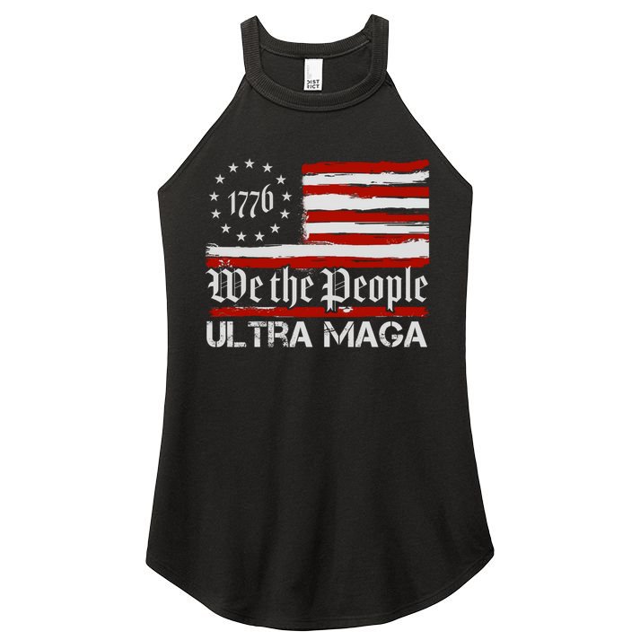 Ultra MAGA We The People Shirt Funny Anti Biden US Flag Pro Trump Trendy Women's Perfect Tri Rocker Tank