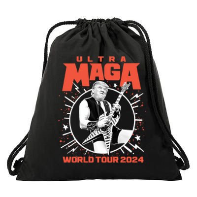 Ultra Mega World Tour 2024 Ultra Maga Funny Trump Drawstring Bag