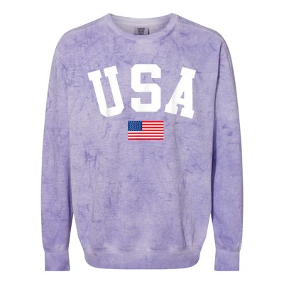 USA Men Women American Flag Patriotic 4th Of July Colorblast Crewneck Sweatshirt