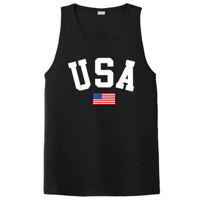 USA Men Women American Flag Patriotic 4th Of July PosiCharge Competitor Tank