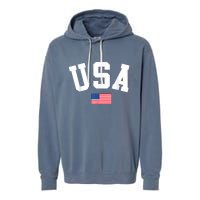 USA Men Women American Flag Patriotic 4th Of July Garment-Dyed Fleece Hoodie