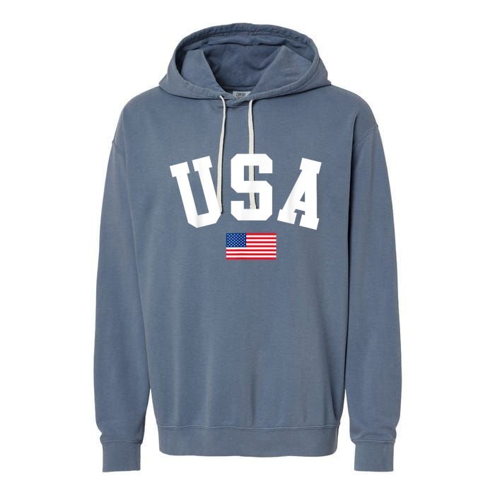 USA Men Women American Flag Patriotic 4th Of July Garment-Dyed Fleece Hoodie