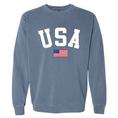 USA Men Women American Flag Patriotic 4th Of July Garment-Dyed Sweatshirt