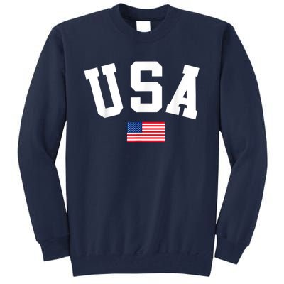 USA Men Women American Flag Patriotic 4th Of July Tall Sweatshirt