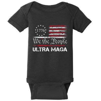 Ultra Maga We The People Proud Republican Usa Flag Baby Bodysuit