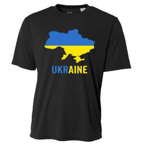 Ukraine Map With Flag Colours Ukrainian Pride Cooling Performance Crew T-Shirt