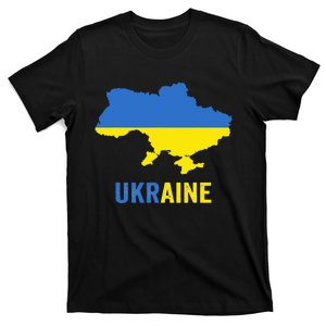 Ukraine Map With Flag Colours Ukrainian Pride T-Shirt