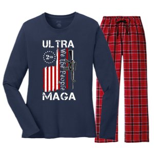 Ultra MAGA We The People 2nd Amendment Women's Long Sleeve Flannel Pajama Set 