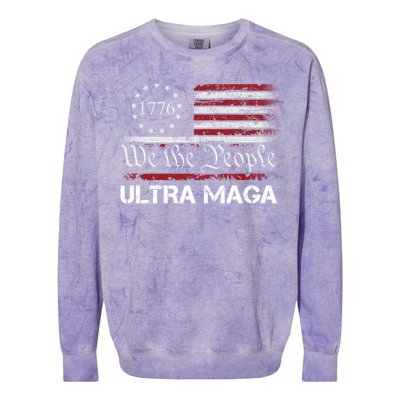 Ultra Maga We The People Proud Republican Usa Flag Gift Colorblast Crewneck Sweatshirt