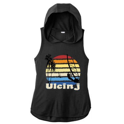 Ulcinj Montenegro Windsurfing Windsurf Beach Ladies PosiCharge Tri-Blend Wicking Draft Hoodie Tank