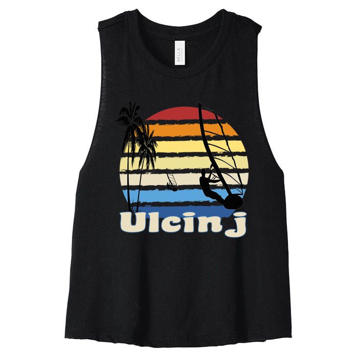 Ulcinj Montenegro Windsurfing Windsurf Beach Women's Racerback Cropped Tank