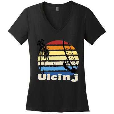 Ulcinj Montenegro Windsurfing Windsurf Beach Women's V-Neck T-Shirt