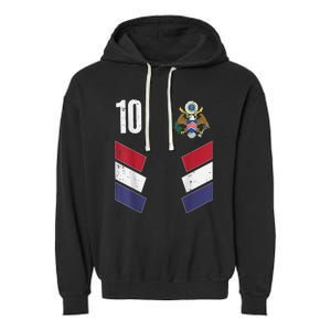 Usa Number 10 America Soccer Dad And Mom Garment-Dyed Fleece Hoodie